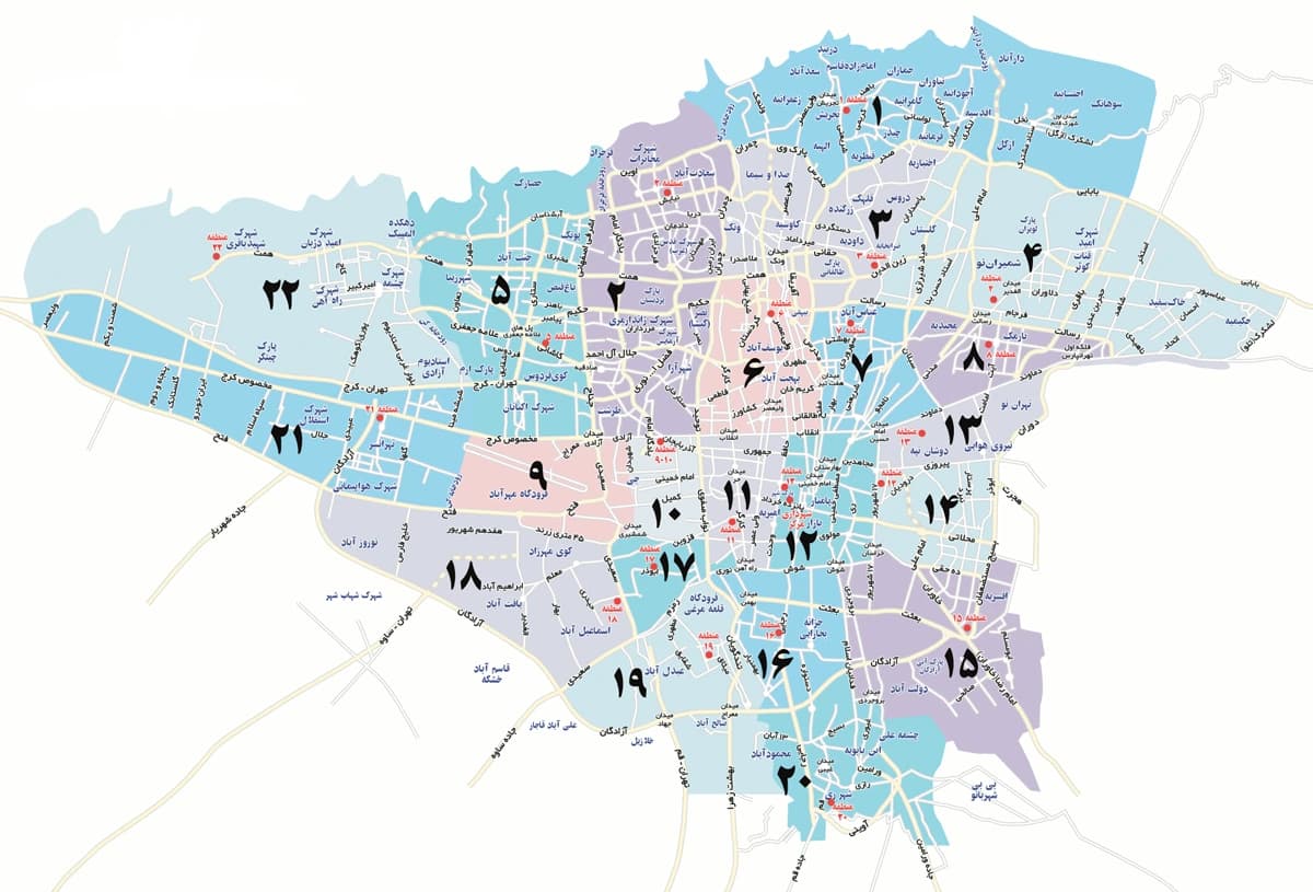 نقشه مراکز H.I.L در تهران